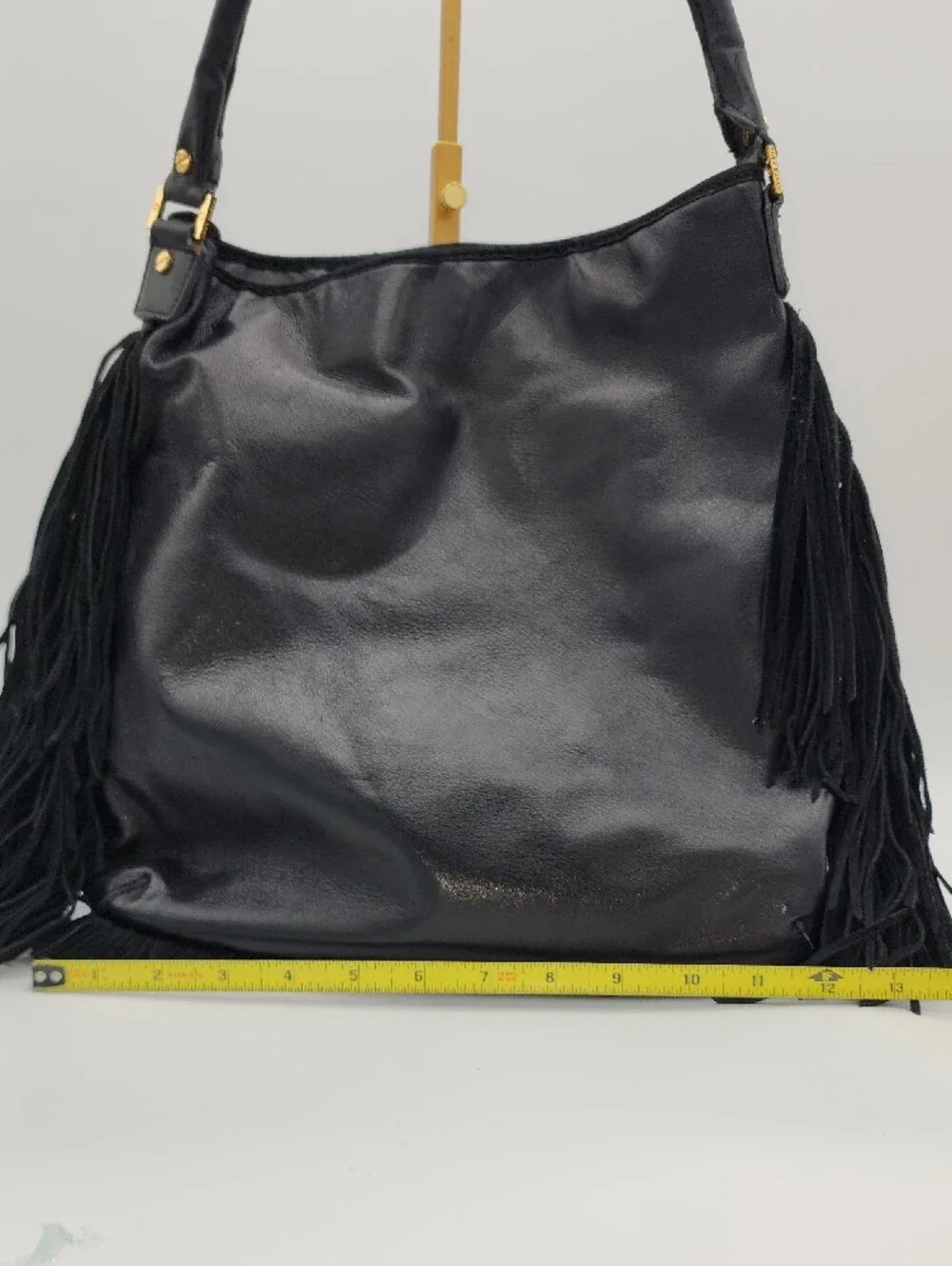 Tory Burch Black Fringe Leather Shoulder Bag With Cover Bag